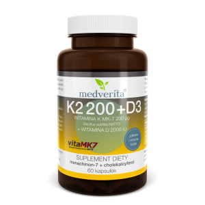 K2 200 + D3 witamina K vitaMK7® 200 µg + D 2000 IU - 60 kapsułek